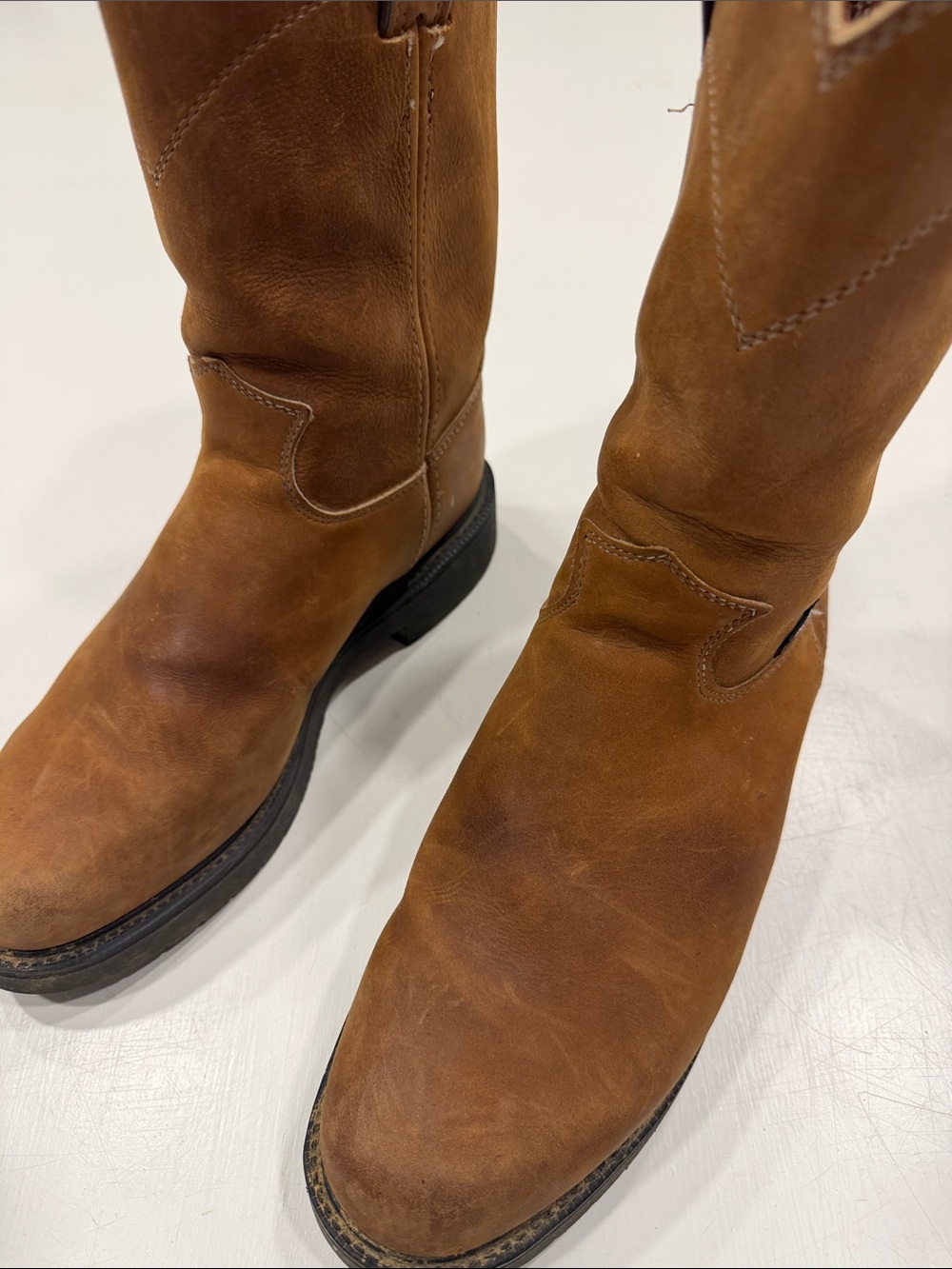 Justin Boots Tan Brown Leather Western Pull-On Boots